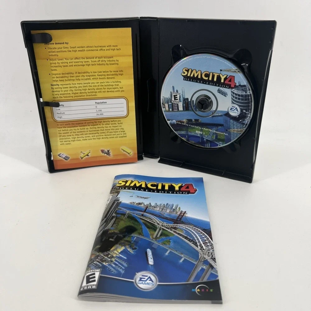 SIM CITY 4: Deluxe Edition (PC Game CD-ROM, 2003) 2 Discs in Case